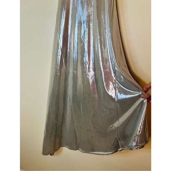 We Wore What Silver Asymmetrical Cutout Dress Size XS New - Picture 7 of 8